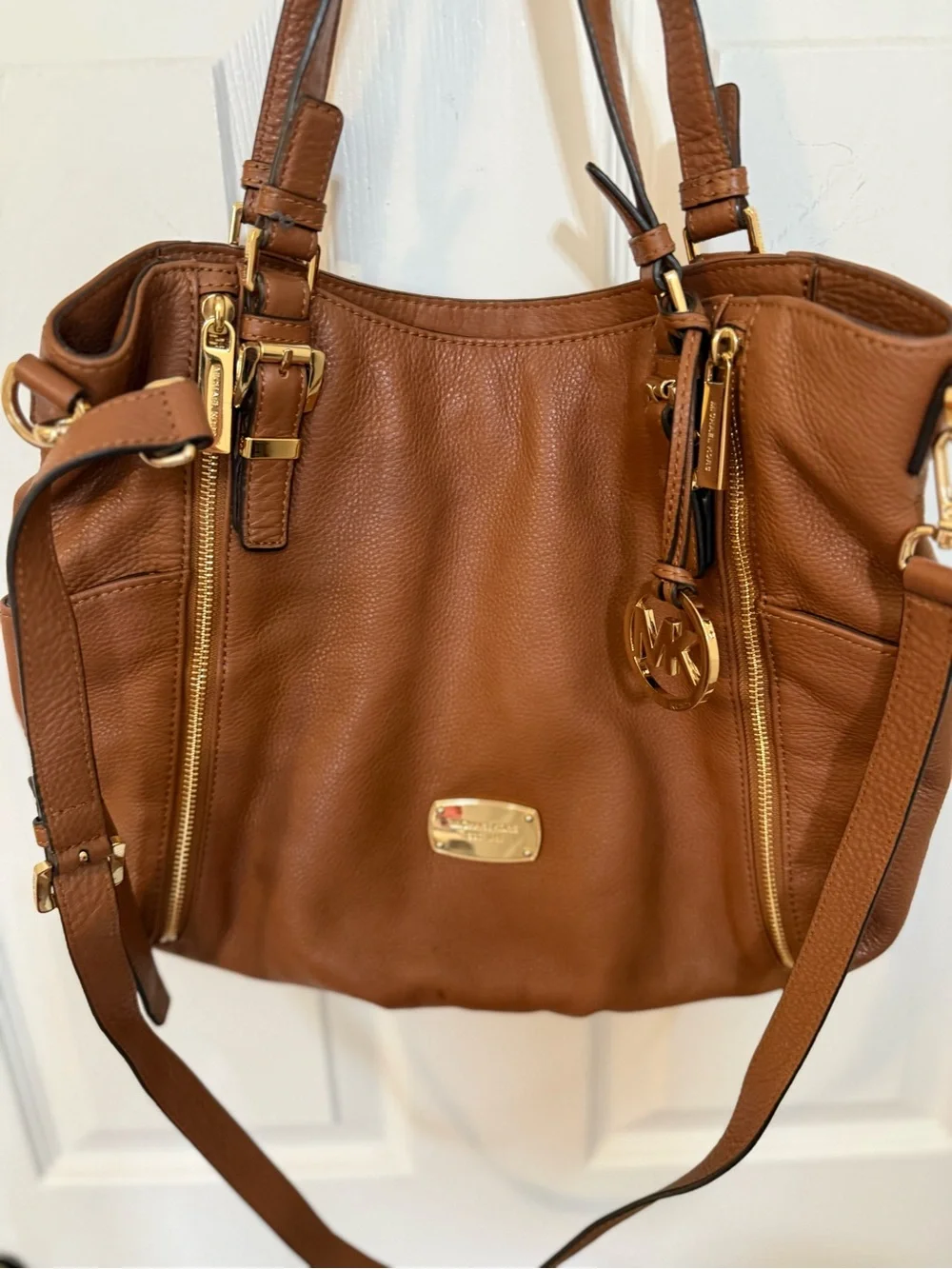 Michael Kors Cognac Pebbled Leather Shoulder Bag